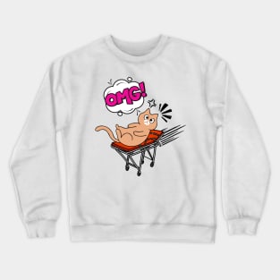 Funny orange Cat is on a runaway stretcher Crewneck Sweatshirt